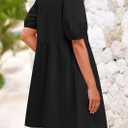 PRETTYGARDEN Womens 2025 Summer Casual Short Sleeve Dresses A Line Bow Tie Front Babydoll Loose Cute Mini Dress with Pockets (Black,Medium)