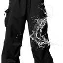Boys Cargo Pants Waterproof Quick Drying Drawstring Hiking Pants 6-14 Years (11-12 Years, Blcak)