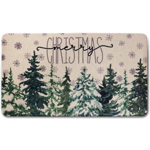 Pine Trees Snowflakes Merry Christmas Door mat, Winter Decor Non Slip Rubber Entry Doormat, Merry Christmas Welcome Doormats, outdoor christmas mats for front door, Xmas Outdoor Welcome Mat, 17x30