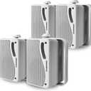 STUDIOFINIX 3.5'' Passive Outdoor Speakers Wired Waterproof,400W Premium Mountable Wall Mount Speakers with Superior Sound,All-Weather Durability,for Patio Marine Boat Garage Indoor(White 2 Pairs)