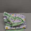 UOZZI BEDDING 4 Pieces White Girls Toddler Bedding Set Purple Floral Style - Includes Adorable Quilted Flower Comforter, Green Plaid Fitted Sheet, Top Sheet, and Pillow Case for Girls Bed