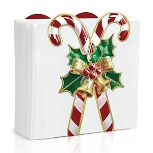 Christmas Napkin Holder for Tables Candy Cane Red White Metal Cocktail Napkin Holder Rustic Candy Cane Tissue Paper Dispenser for Winter Xmas Storage Farmhouse Restaurant Kitchen Party