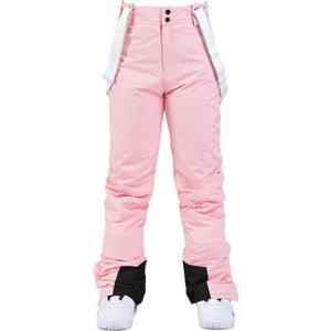 Women's Snow Ski Pants Insulated Winter Warm Outdoor Waterproof Snowboard Pants Bibs Detachable Suspender, Size: Small