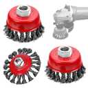 3 Pack Wire Wheel Brush for Angle Grinder, 4 Inch Angle Grinder Wire Wheel, Wire Wheels for 4 1/2 Angle Grinder -5/8 Inch Threaded Arbor ,0.02 Inch Carbon Steel Wire Brush for Angle Grinder