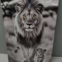 ZHIYYHAO Black and White Lion Canvas Wall Decor Lion with Cub Picture Wild Animal Painting Modern Artwork for Bedroom Living Room Nursery Home Decor A-418.00L X12.00W''