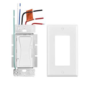 0-10V LED Dimmer, Decorator Rocker Light Switch for 0-10V Dimmable LED Lights, 120-277V, Single-Pole or 3-Way, Wall Plate Included, ETL Listed, 1 Pack, White