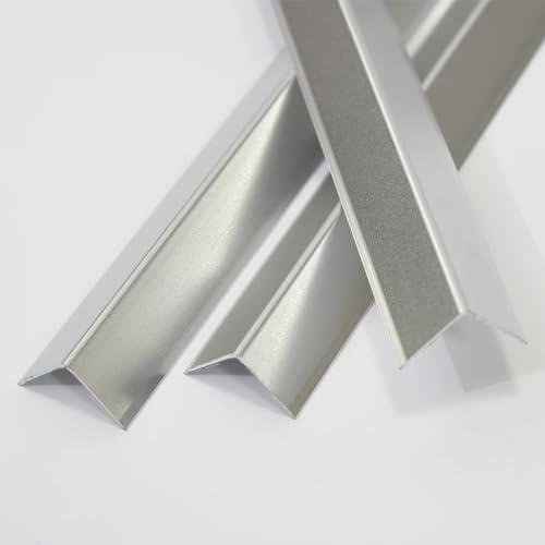 Coengwui Aluminum Corner Guards, Peel and Stick L-Shaped Molding Trim for Wall Table Door Frame Protection and Decoration (Matte Silver, 6Pcs x 4.26ft x 0.8in)