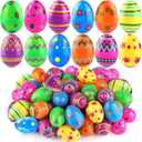 SURCVIO 48 Pack 3 Inch Large Printed Easter Eggs Bulks, Empty Plastic Easter Eggs Fillable for Easter Egg Hunt, Easter Party Favor for Kids, Basket Stuffers Fillers