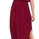LILBETTER Women's Adjustable Strappy Split Summer Beach Casual Midi Dress (Large, 01 Red)