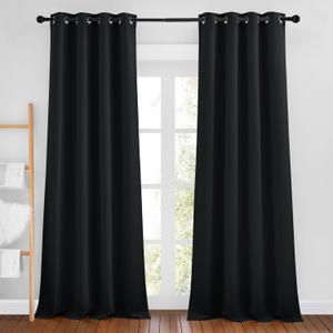 NICETOWN Black Out Curtains 96 inches Long, Grommet Thermal Insulated Blackout Curtains Privacy Window Treatments for Boys Room/Living Room, W46 x L96, 2 Panels