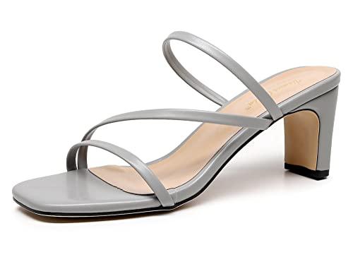 VenusCelia Women's Funky Pumps Heeled Sandals (38 US,Grey)