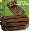 RELIANCER 12' Wooden Garden Pathway,Outdoor Roll Out Cedar Straight Walkway,Patio Path Decorative Garden Boardwalk Walkways,Weather-Resistant Roll Up Beach Wood Road Floor,Wedding Party Pathwaysc
