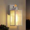 White Dusk to Dawn Exterior Lighting Fixtures Wall Mount, Outdoor Porch Lights for House, Sensor Wall Lights, Waterproof Wall Sconce Lamp, Wall Lantern, Anti Rust Coach Lights for, Doorway, Garage