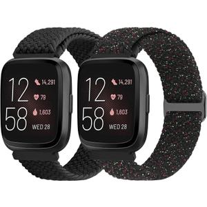 TumpCez Elastic Band for Fitbit Versa 2/Versa Lite/Versa SE Bands for Women Men, Braided Stretchy Straps Nylon Sport Wristband for Fitbit Versa