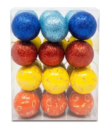 Thyle Christmas Ball Ornaments Cartoon Tree Hanging Ornaments 2.4" Theme Foam Christmas Winter Balls Decoration Cute for Adults for Holiday Xmas Trees Home Decor(24 Pcs,Gold Rings)