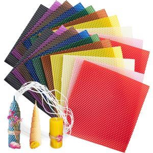 QUYLIXX 20 Pcs Beeswax Candle Making Kit, Natural Beeswax Sheets for Candle Making Rolling Kits (Bright Color, 8 x 8 inch)