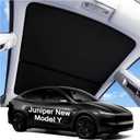 2025 Upgraded Tesla Model Y Juniper Sunshade Roof, UPF200+ Roof Sunshade with Storage Bag, No-Sag&No-Gaps Heat Insulation Foldable Roof Shade, Tesla Accessories for Juniper 2025-2026, Black