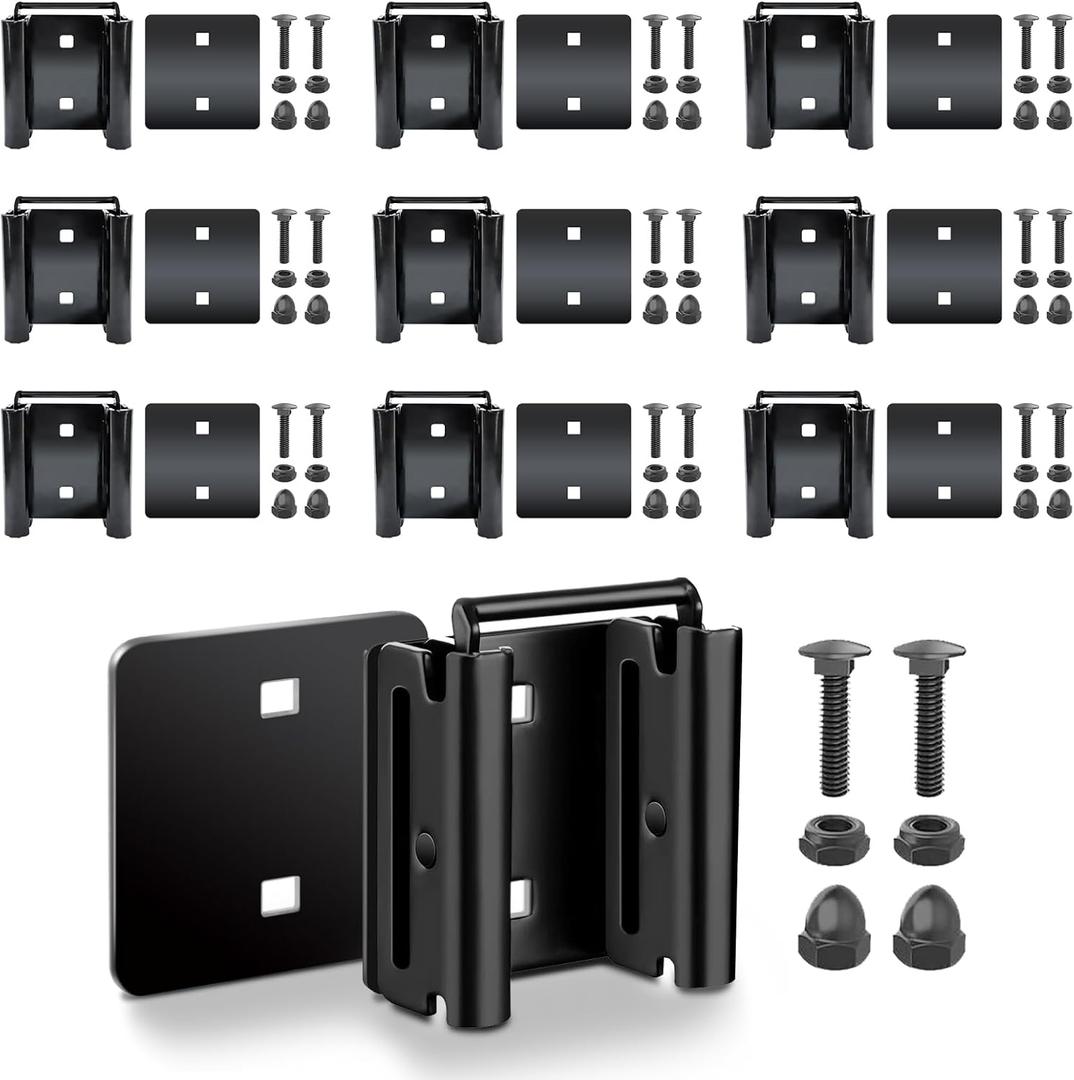 10 Pack E-Track Connector with Square Plates, E Track Double Fitting Accessories, Bolt-on Steel Cargo Securement E Track Compatible Accessory, Etrack Rail Adapter for Trucks, Enclosed Trailers