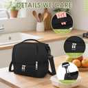 Lunch Box Lunch Bag for Women Men Reusable Insulated Lunch Bag Women Lunch Cooler Tote Bags with Adjustable Shoulder Strap for Office Work Picnic Travel, Black