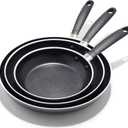OXO Non-Stick Every Day Frying Pan Set, BPA-Free Comfort Grip Silicone Handles, Dishwasher & Oven Safe, PFAS-Free Ceramic Skillets, Black, 8, 10 & 12