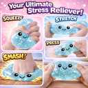Glitter Dumpling Squishies Mystery Box Squeeze Toy, Easter Squishy Dumpling Fidget Toys for Adults, Stress Relief Sensory Toy(LightBlue)