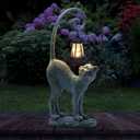 Outdoor Spring Decorations Gifts Cat Garden Statues with Solar Lights, Home Decor Cat Figurines for Lawn,Patio,Balcony,Porch,Yard Art Ornament- Birthday Gifts for Women Grandma Sister