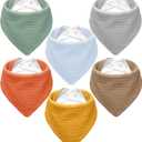 NISXABEBE Muslin Baby Bibs,Soft Triangular Baby Bandana Drool Bibs for Baby Boy Girl,Solid Colors Bib for Drooling Teething (6 Pack-sunshine)