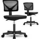 DUMOS Armless Desk Chairs Set of 2, Ergonomic Adjustable Home Office Swivel Rolling Task Chair No Arms, Comfy Mesh Mid Back Computer Work Vanity Desk Chiars with Wheels for Small Spaces, Black