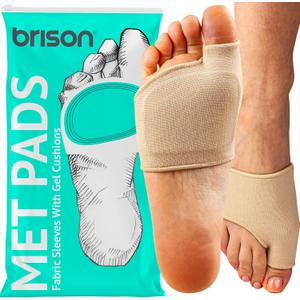 BRISON Metatarsal Pads for Women and Men Ball of Foot Cushion - Gel Sleeves Cushions Pad - Fabric Soft Socks for Supports Feet Pain Relief - 2 Pairs M (Men 7.5-9.5, Women 9-11) (Medium, Beige)
