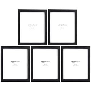 Amazon Basics Rectangular Photo Picture Frame, 8" x 10", Pack of 5, 11.22 x 9.21 inches, Black