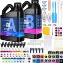 KISREL Epoxy Resin 1 Gallon - Clear Epoxy Resin Kit with 20 Pigments and 20 Colors of Mica Powders - No Yellowing No Bubble Casting Resina for Art Crafts, Jewelry Making & Resina Molds(1/2 Gallon x 2)
