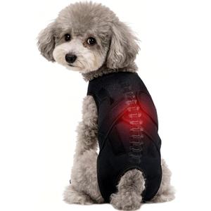 Dog Back Brace for IVDD & Spinal Recovery, Adjustable Breathable Support Vest Dog Lumbar Protector Helps Pain Relief, Pet Surgical Suit for Back Disease Prevention, Black XS