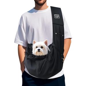 Dog Carrier Sling, Cat Sling Carrier, Small Dog Sling Carriers for 0-15 lbs, Hands Free Puppy Carrier Sling, Crossbody Pet Carrier for Travel, Breathable Pad, Storage Pocket, Tote Design Cat Carrier