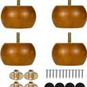 Michanco 2 Inch Bun Feet Walnut Mid-Century Furniture Legs Set of 4 for Couch Sofa Ottoman