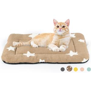 Mora Pets Cat Bed for Indoor Cats Washable Dog Crate Pad Cute Star Dog Bed Mat for Small Dogs Pet Kennel Pad for Cage Soft Flat Puppy Kitten Cushion for Sleeping Anti-Slip Brown 22 x 13