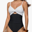CUPSHE One Piece Swimsuit for Women Bathing Suits Twist Front Cutout Adjustable Straps Ruched Swimwear, Size M