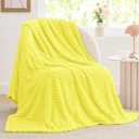 BEDELITE Fleece Throw Blanket for Couch & Bed - 3D Jacquard Decorative Amber Yellow Blanket, Super Soft and Cozy Warm Fuzzy Blanket All Seasons Suitable, 50x60Inches