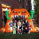 Juegoal Halloween Inflatable Lighted Pumpkin Archway 13 FT(L) x 10 FT(H), Giant Jack-O-Lantern Lawn Arch with Build-in LED, Animated Halloween Yard Prop, Outdoor Holiday Blow up Decor 