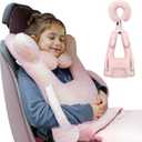 FLORICH Kids Travel Pillow, Car Sleeping Travel Pillow for Kids, Removable H-Shaped Pillow for Adults and Children to Support Head and Body Road Trips with Neck Pillow and Blanket (Pink)