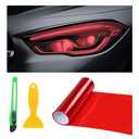 Suvnie 12 × 48 Inch Car Light Tint Film, Shiny Chameleon Headlights Tail Lights Fog Lights Films with Squeeze & Cutter, Self Adhesive Vinyl Film Sticker Sheet Roll Car Accessories (Red)