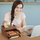 Beeveer 3 Pcs Wooden Letter Tray Wood Letter-Size Desk Organizer Heavy Duty 3 Tier Stackable Support Paper Tray Tabletop Inbox Drawer Desktop File Folder Magazine Office Back to School(Brown)