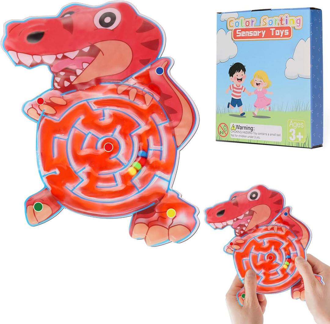 Maze Puzzles Labyrinth Sensory Toy for Children and Teenagers, Gel-Filled Anti-Stress Squishy Dinosaur T. rex Toy, Calming Game Against Stress, Anxiety & ADHD Dinosaur T. rex