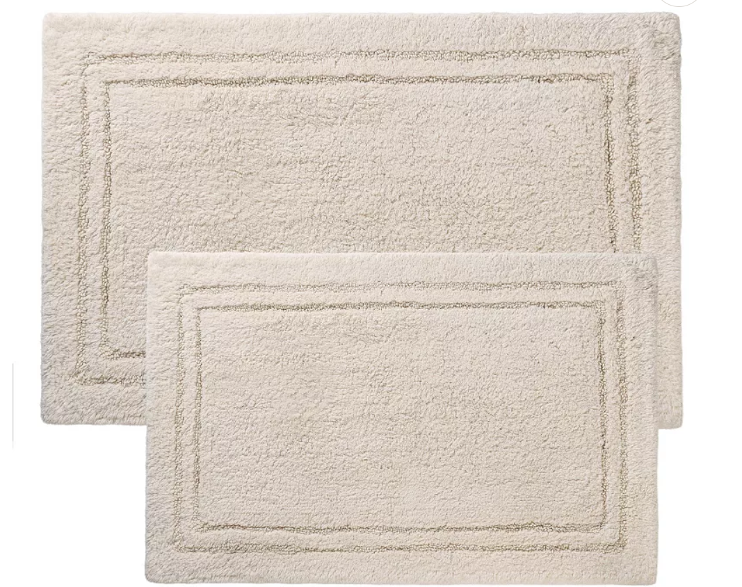 SUPERIOR Solid Non-Slip 2-Piece Bath Rug Set