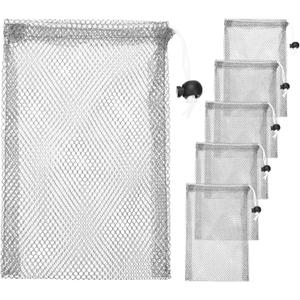6 x 8 in Small Mesh Laundry Bags with Drawstring [6PCS] - Durable Mesh Bags with Cord Lock for Laundry & Soap &Small Balls - [Gray]