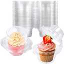 50 Pack Individual Cupcake Containers Plastic Cupcake Boxes Cupcake Holders Stackable Deep Dome Cupcake Carrier