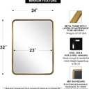 ANDY STAR 24x32 INCH Gold Bathroom Mirror, Brushed Brass Mirror, Rounded Rectangle Mirrors, Anti-Rust SUS304, Tube Metal Framed, 1 Deep Wall Mounted Vertically/Horizontal
