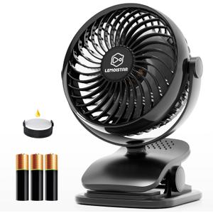 Shinebella AA Battery Powered Clip on Fan with 4-Speed, 5 Small Desk Fan with Aroma Function, USB Powered, 360Rotation, Ultra Quiet, for Golf Cart, Stroller, Bedroom,Car(Batteries Not Included) (Black)