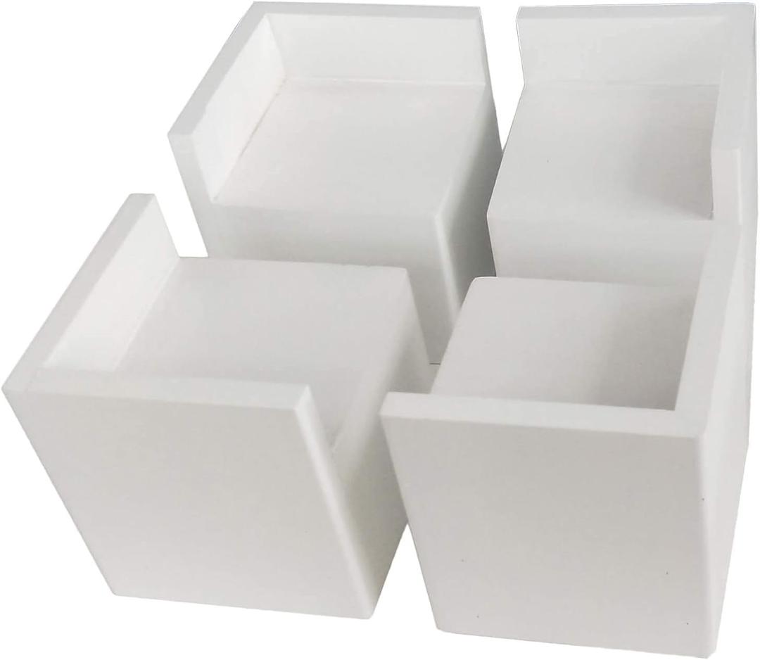 Set of 4 Bed Risers Furniture Square Risers 2 Inches Wooden Heavy Duty Black Bed Lifts for Sofa Couch Chair Table Legs,Helps You Storage Under The Bed (White)