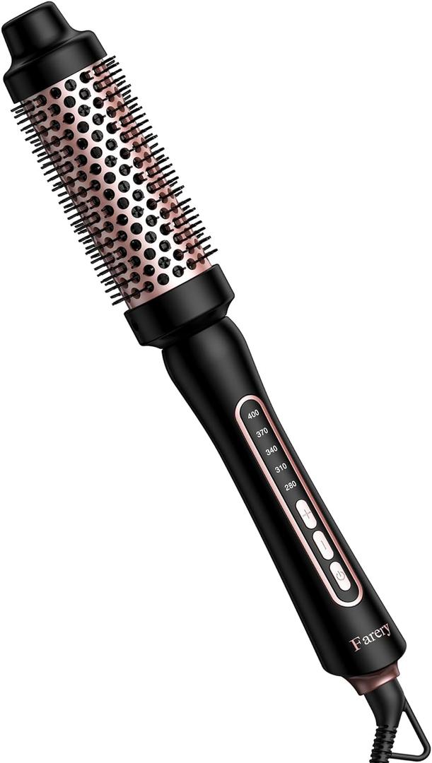 Thermal Brush Creates 90's Voluminous Style, Non-Blowing Heated Round Brush, 1 1/2 Inch Hot Curling Brush with Adjustable Temp, Easier & Faster & Smoother, Dual Voltage for Travel