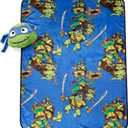 Jay Franco Nickelodeon Teenage Mutant Ninja Turtles Mutant Mayhem Leonardo Nogginz Set - 40 x 50 Inch Blanket & Plush Pillow Set, Kids Super Soft 2 Piece Set